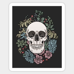 Skull and flowers Sticker